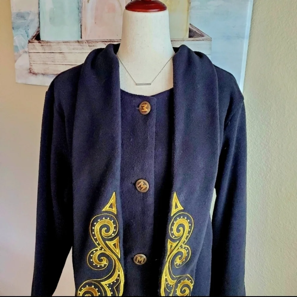 BOB MACKIE | Black Pea Coat w/ Scarf sz XL